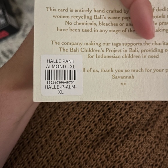 NWT Savannah Morrow Halle Open Pointelle Knit Pant In Almond XL - Picture 7 of 7